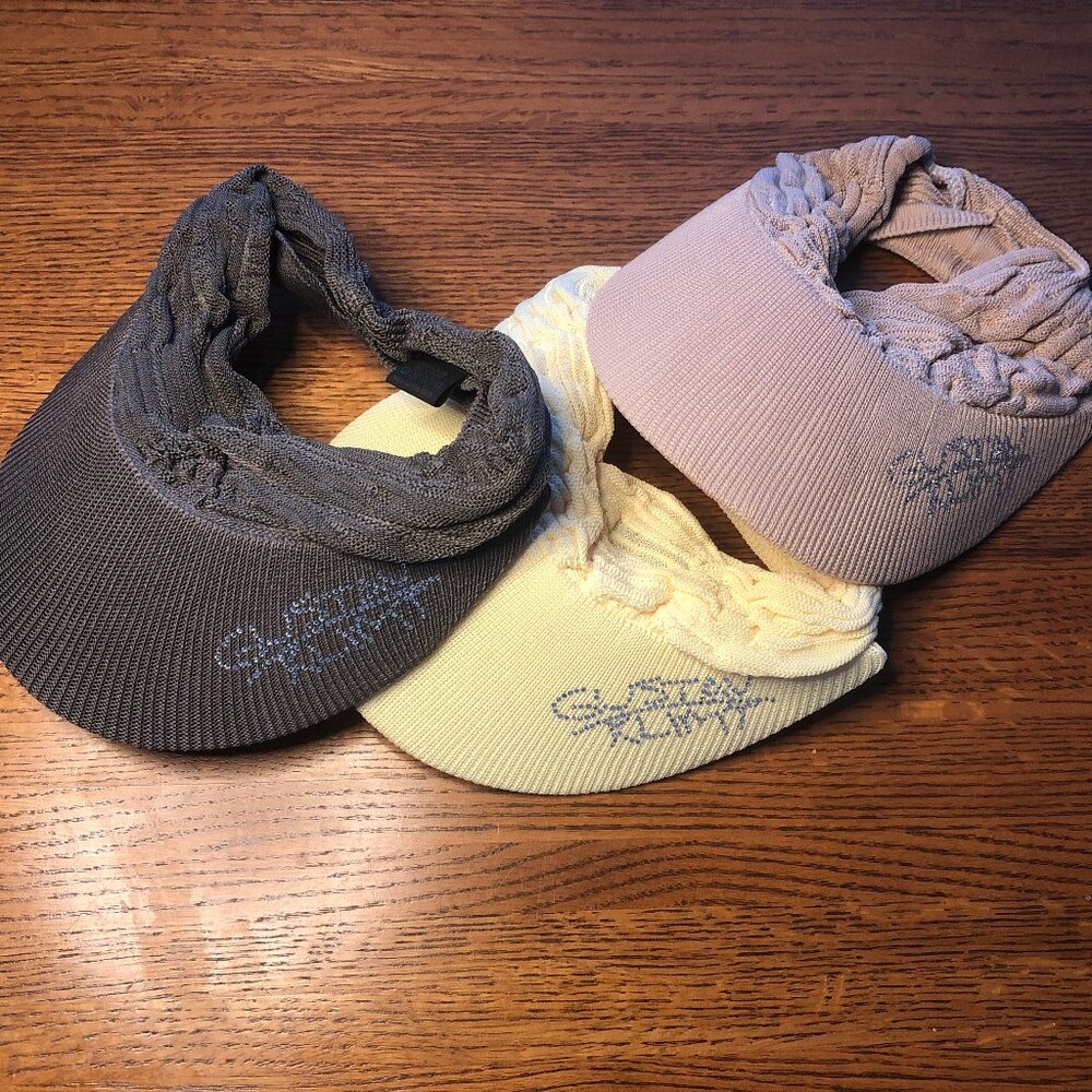 Lot of 3 Visor Hats Caps Empty-Top Hats Korean-style Gustav Klimt Rhinestone